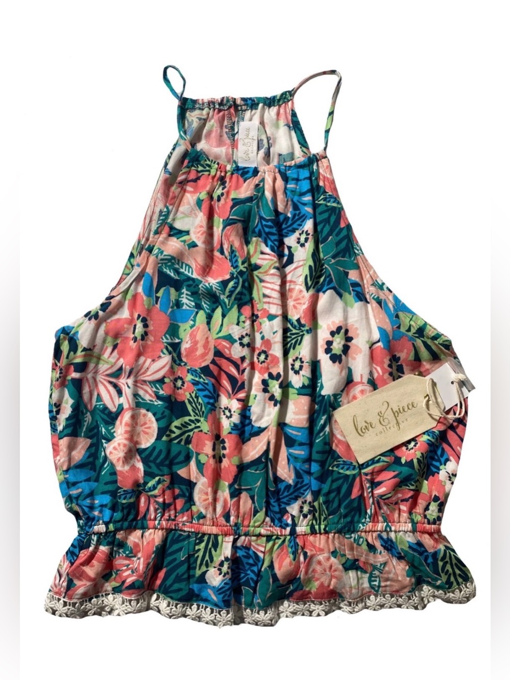 NEW Women's Size M Love & Piece Collective Tropical Medley Camisole Tank Top $44